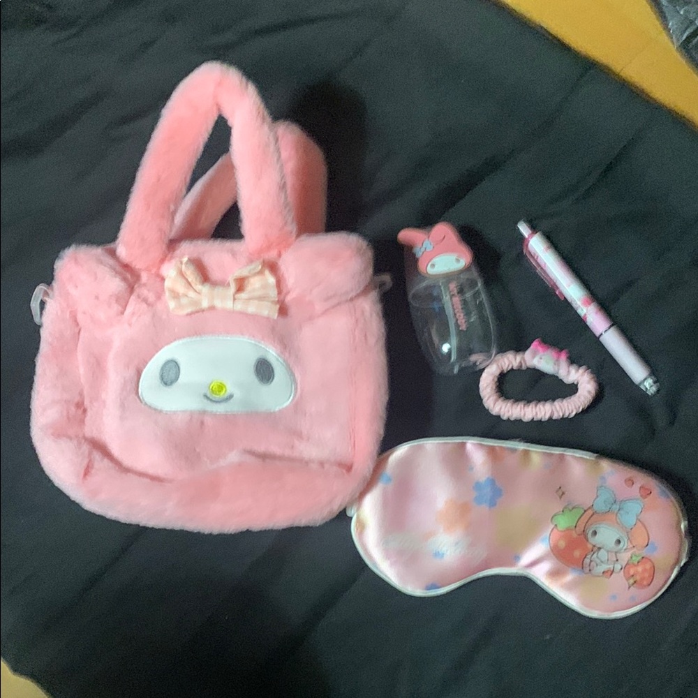 Pink Plush Character Bag Set